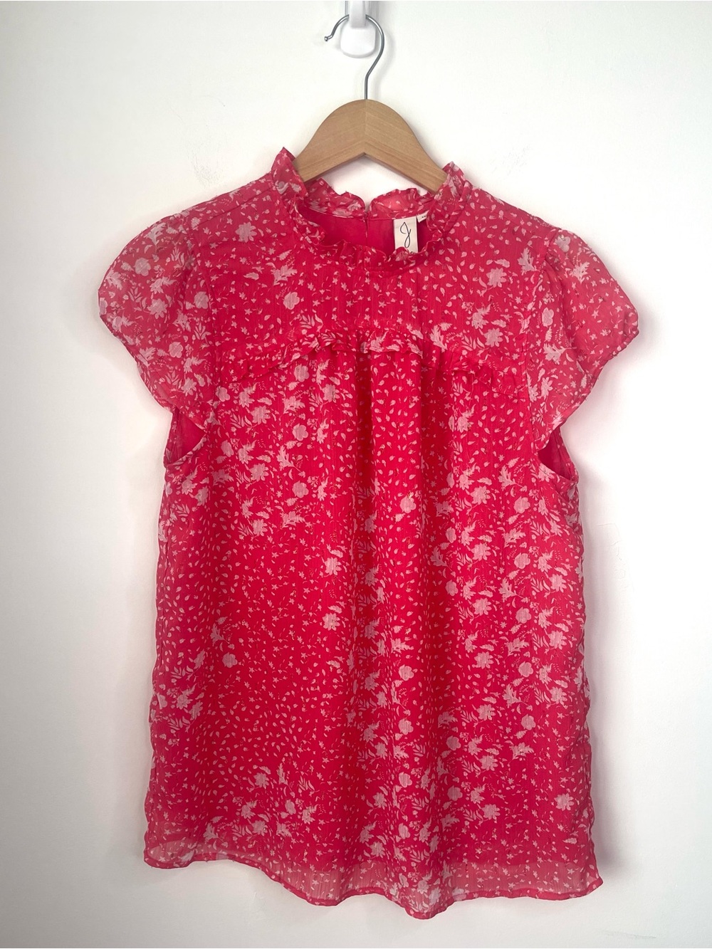 Joie pink ruffled cap sleeve blouse size medium